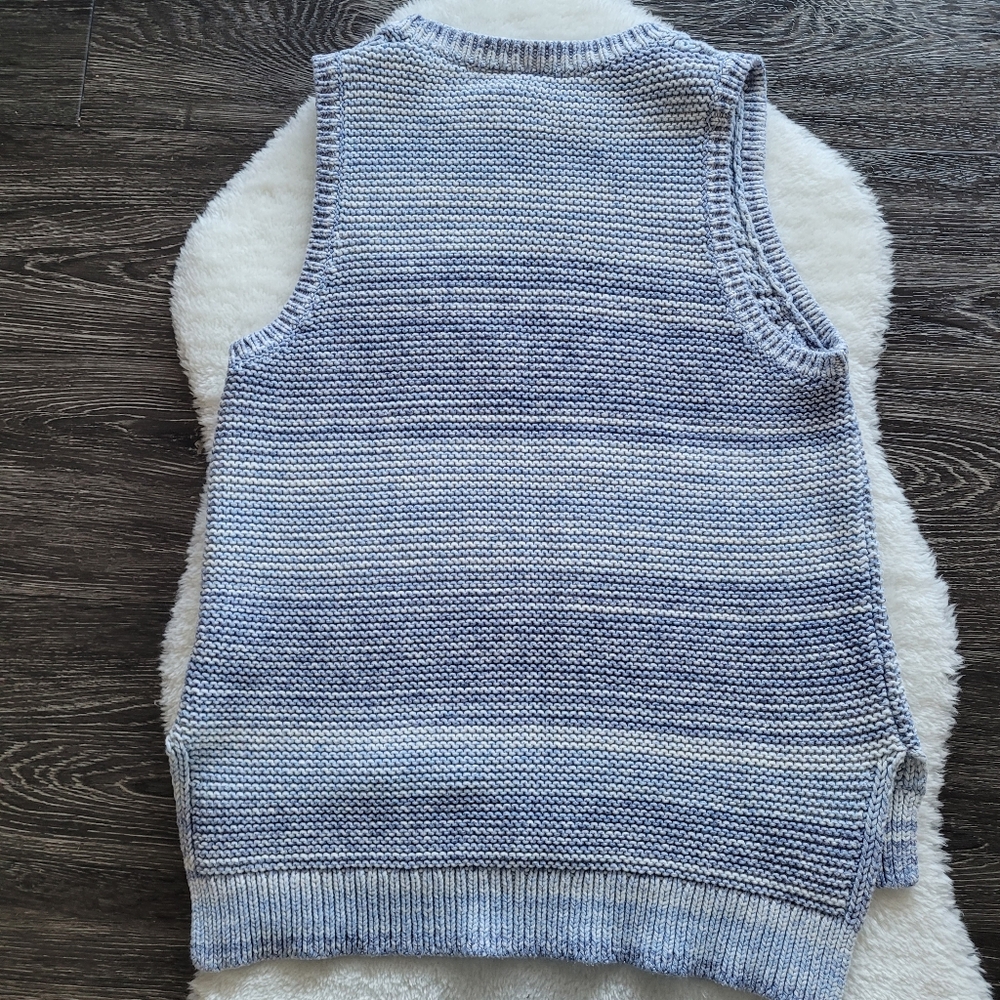 GAP Ombrè Sleeveless Cotton Cheveron Knit Tank With In Blue Marled Yarn Size M - Picture 5 of 8